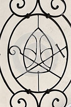 Insignia of the episcopal on metal fence, Church on Skalka, Krakow, Poland