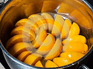 Insisting of tangerine jam varenye in stewpot