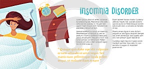 Insomnia disorder banner vector template