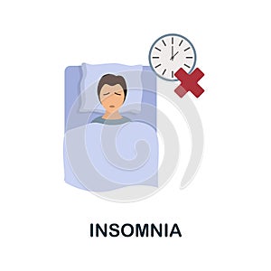 Insomnia flat icon. Colored element sign from psychological disorders collection. Flat Insomnia icon sign for web design