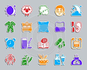 Insomnia patch sticker icons vector set