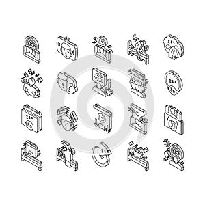 Insomnia Person Chronic Problem isometric icons set vector photo