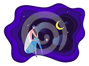 Insomnia problem. Fatidue, sleep disorder concept. Sleepy woman vector character