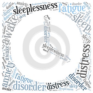 Insomnia or sleeplessness concept. Word cloud illustration.