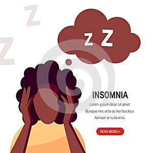 Insomnia vector concept in simple flat style