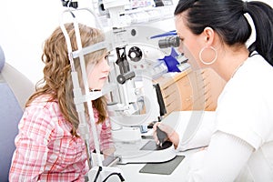 Inspect a patient in ophthalmology labor