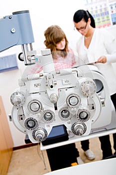 Inspect a patient in ophthalmology labor