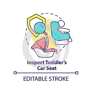 Inspect toddler car seat concept icon