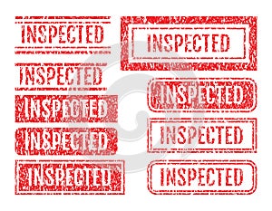 Inspected Word Rubber Stamps Grunge Style Set