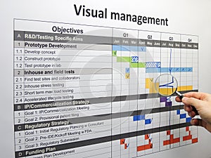 Inspecting backspike on project plan using visual management