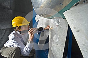 Inspecting the blades