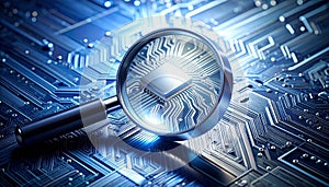 Inspecting a Computer Chip with a Magnifying Glass