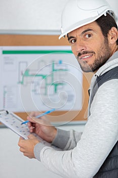 inspector checking and inspecting building