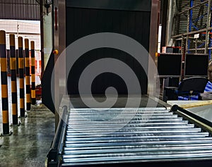 Inspectors or X-ray scanner machine, conveyor lines for air safety in interior warehouse cargo for inspections shipment and goods