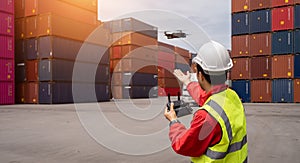 Inspectors use drones to check the security inside the container yard