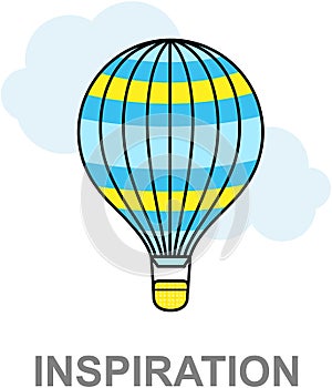 Inspiration creative logo design with hot air baloon flying up. Positive achievement concept sign
