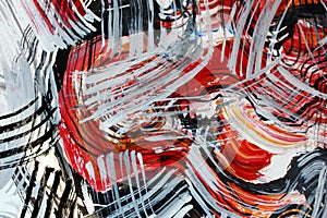 inspiration by fire. Abstract art background. Fragment of artwork. Thin black lines on white and red