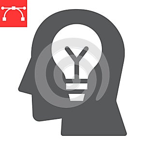 Inspiration glyph icon, lightbulb and brainstorm, creativity sign vector graphics, editable stroke solid icon, eps 10.