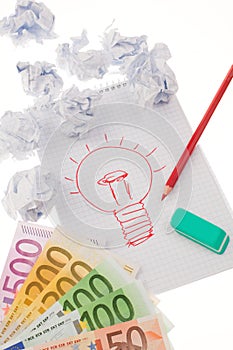 Inspiration and ideas. Symbol on a drawing.