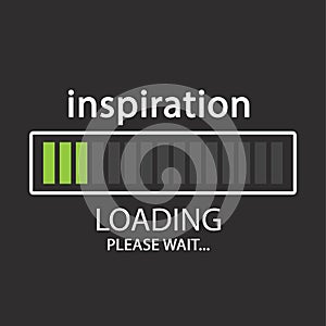 Inspiration loading. Please wait. Flat design illustration on grey background.