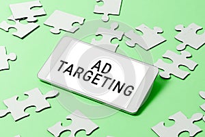 Inspiration showing sign Ad Targeting. Business overview target the most receptive audiences with certain traits