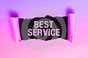 Inspiration showing sign Best Service. Concept meaning finest reviewed assistance provided by a system to its customer photo