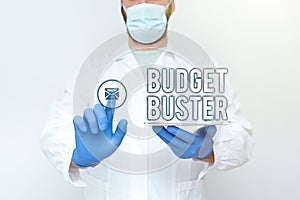 Inspiration showing sign Budget Buster. Business approach Carefree Spending Bargains Unnecessary Purchases Overspending