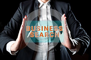 Inspiration showing sign Business Search. Business overview travel on behalf of a company to one or more destinations