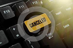 Inspiration showing sign Canceled. Business overview to decide not to conduct or perform something planned or expected photo