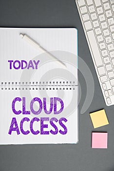 Inspiration showing sign Cloud Access. Concept meaning Software tool between the organization and the provider Keyboard