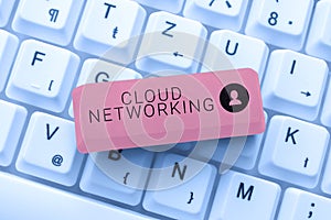 Inspiration showing sign Cloud Networkingis term describing access of networking resources. Business approach is term