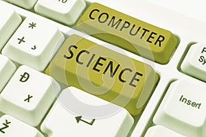 Inspiration showing sign Computer Science. Business idea instruct and help users acquire proficiency in computer