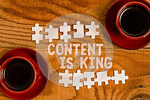 Inspiration showing sign Content Is King. Internet Concept marketing focused growing visibility non paid search results