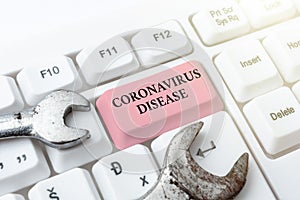 Writing displaying text Coronavirus Disease. Concept meaning defined as illness caused by a novel virus SARSCoV2 photo