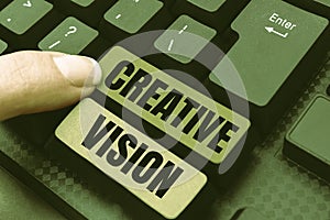 Inspiration showing sign Creative Vision. Business overview process of purposefully generating visual mental imagery