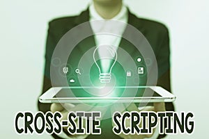 Writing displaying text Cross Site Scripting. Word Written on Security vulnerability mainly found in web application