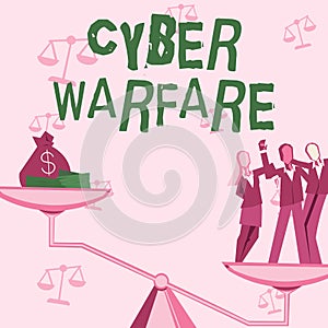 Inspiration showing sign Cyber Warfare. Business approach Virtual War Hackers System Attacks Digital Thief Stalker