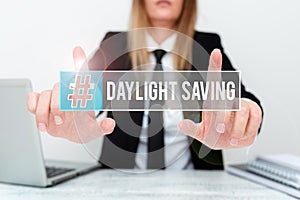 Inspiration showing sign Daylight Saving. Business overview Storage technologies that can be used to protect data