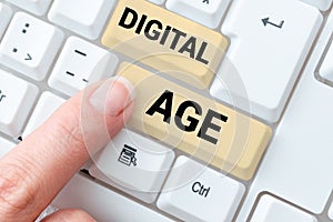 Inspiration showing sign Digital Age. Concept meaning introduction of the personal computer with subsequent technology