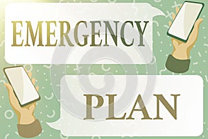 Inspiration showing sign Emergency Plan. Concept meaning instructions that outlines what workers should do in danger