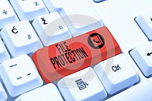 Inspiration showing sign File ProtectionPreventing accidental erasing of data using storage medium. Business approach