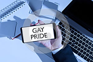 Inspiration showing sign Gay Pride. Business approach Dignity of an idividual that belongs to either a man or -47264