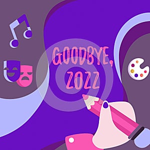 Inspiration showing sign Goodbye 2022. Business overview New Year Eve Milestone Last Month Celebration Transition Hand photo