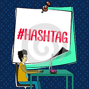 Inspiration showing sign Hashtag. Business concept Internet tag for social media Communication search engine strategy