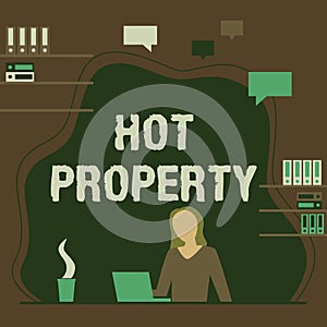 Inspiration showing sign Hot Property. Concept meaning Something which is sought after or is Heavily Demanded Woman