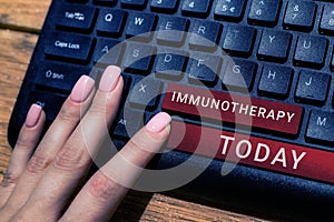 Inspiration showing sign Immunotherapy. Business showcase treatment or prevention of disease that involves enhancement