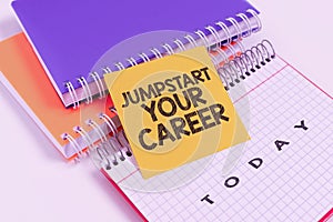 Inspiration showing sign Jumpstart Your Career. Internet Concept Make it work successfully after a period of failure