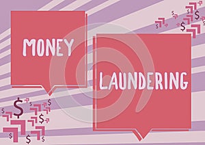 Inspiration showing sign Money Laundering. Business idea concealment of the origins of illegally obtained money Two