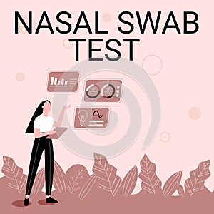 Inspiration showing sign Nasal Swab Test. Internet Concept diagnosing an upper respiratory tract infection through nasal