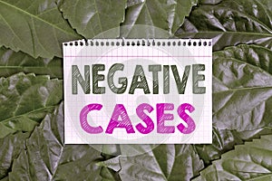 Inspiration showing sign Negative Cases. Business concept circumstances or conditions that are confurmed to be false